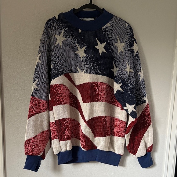 Sugar Street Weavers Sweaters - Sugar Street Weavers Americana Sweater Cotton Pullover Red White Blue One Size